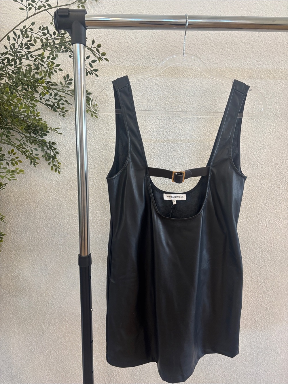 WeWoreWhat Black Faux Leather Mini Dress